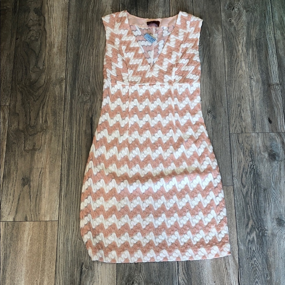 Missoni Coral and Cream Zigzag Mini Dress